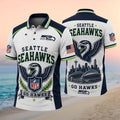 Seattle Seahawks Go Hawks Stadium Skyline Polo Shirt Seattle Seahawks Merch Gift For Fans - Merchluma