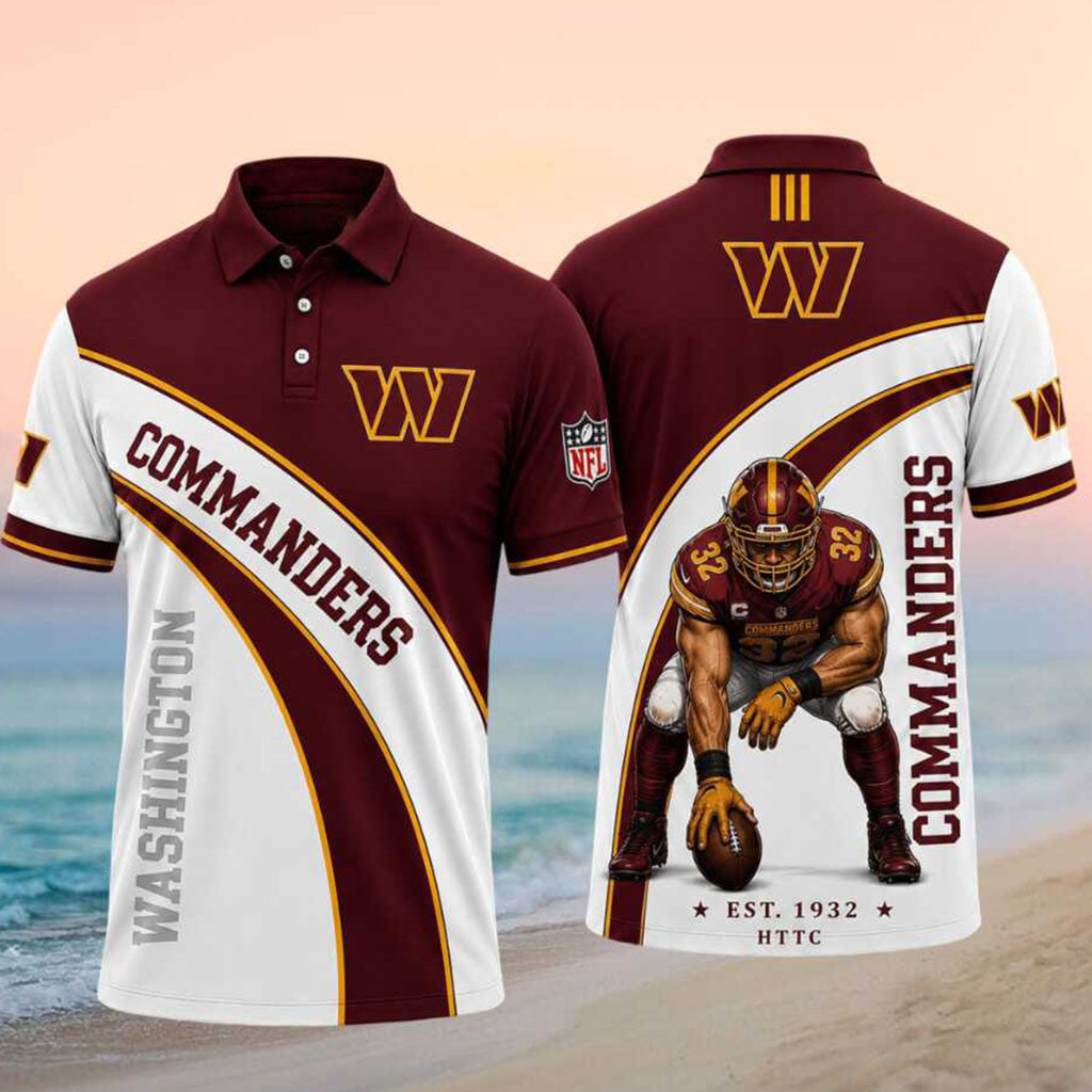 Washington Commanders Football Player Mascot Faith Family Football Polo Shirt Commanders Merch - Merchluma