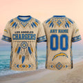 Personalized Los Angeles Chargers Native American Feather Dreamcatcher Shirt LA Chargers Merch - Merchluma