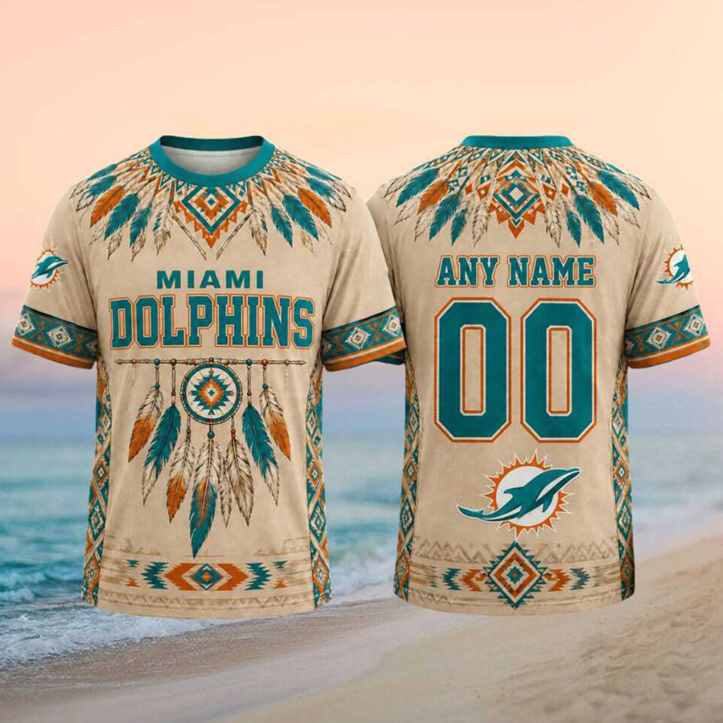 Personalized Miami Dolphins Football Native American Dreamcatcher Shirt Miami Dolphins Merch - Merchluma