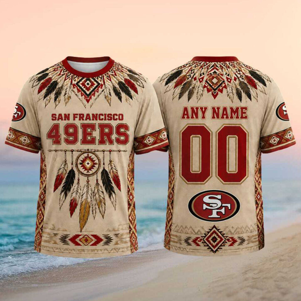 Personalized San Francisco 49ers Native American Pattern Shirt SF 49ers Merch Football Fan Gift - Merchluma