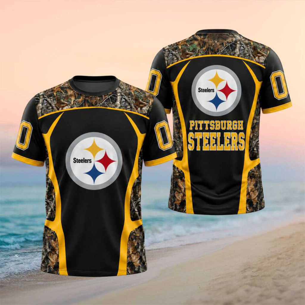 Personalized Pittsburgh Steelers Logo Emblem Camouflage Football Shirt Steelers Merch Fan Gifts - Merchluma