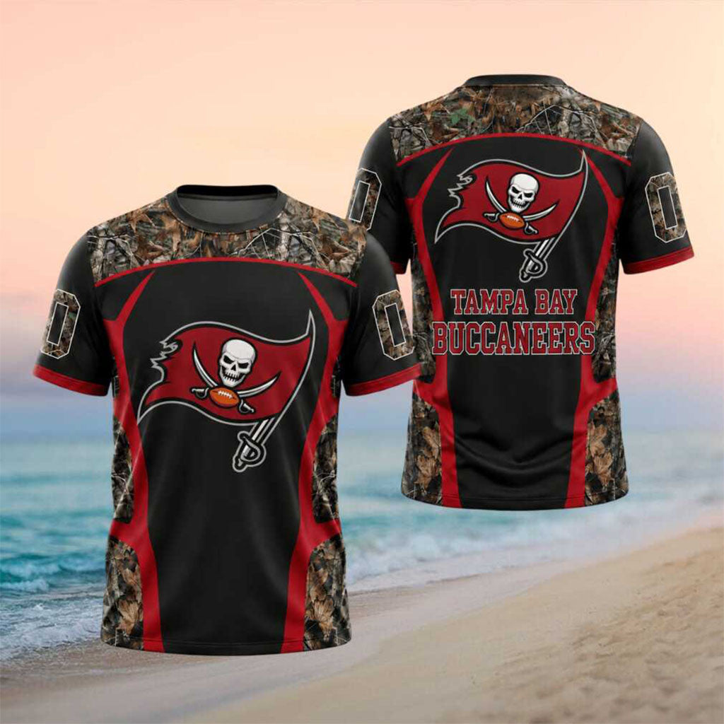 Personalized Tampa Bay Buccaneers Skull Camouflage Shirt Bucs Merch Football Fan Gifts - Merchluma