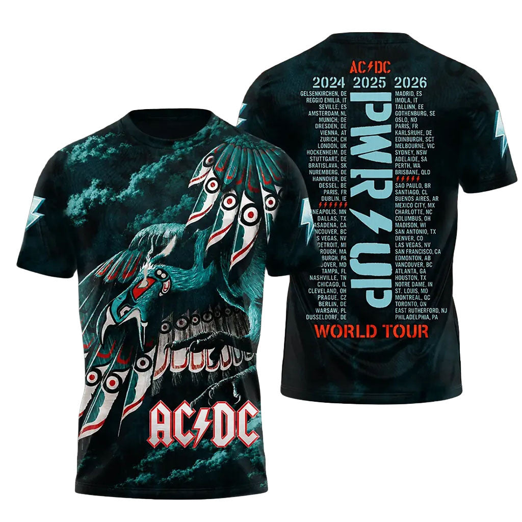 AC DC Power Up World Tour 2024 2025 2026 T-Shirt AC DC Merch Best Gift For Rock Fans - Merchluma