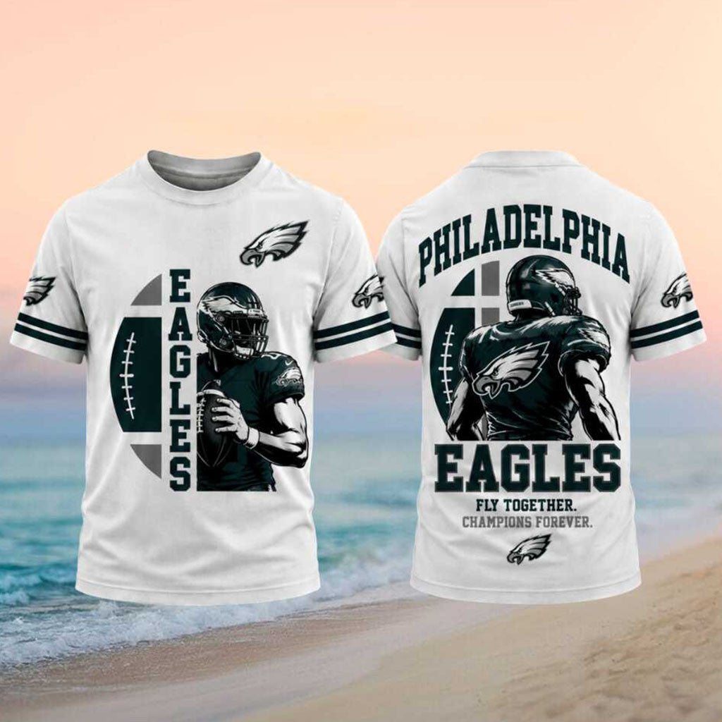 Philadelphia Eagles Fly Together Champions Forever T-Shirt Eagles Merch Football Fan Gifts - Merchluma