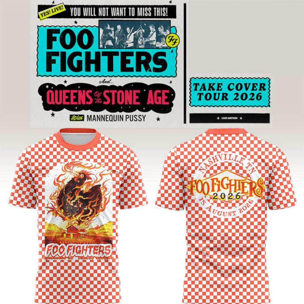 Foo Fighters Take Cover Tour Merch 2026 Nashville Nissan Stadium T-Shirt Concert Outfits Gifts - Merchluma