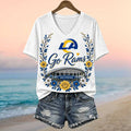 Los Angeles Rams SoFi Stadium Floral Bouquet V-Neck Shirt LA Rams Merch Football Fan Gift Ideas - Merchluma