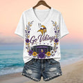 Minnesota Vikings Merch Stadium Floral Wreath Go Vikings Football V-Neck Shirt Game Day Apparel - Merchluma