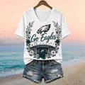 Philadelphia Eagles Lincoln Financial Field Floral V-Neck Shirt Eagles Merch Gift For Fans - Merchluma