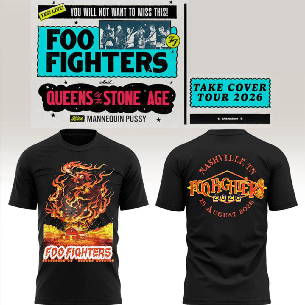 Foo Fighters Take Cover Tour 2026 Nashville Nissan Stadium T-Shirt FF Merch Gift For Music Fans - Merchluma