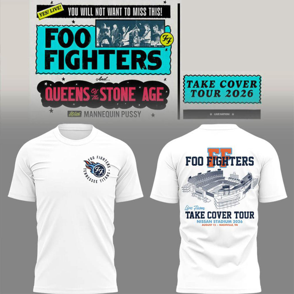 Foo Fighters Take Cover Tour Merch 2026 Nashville Nissan Stadium T-Shirt Present For Music Fans - Merchluma
