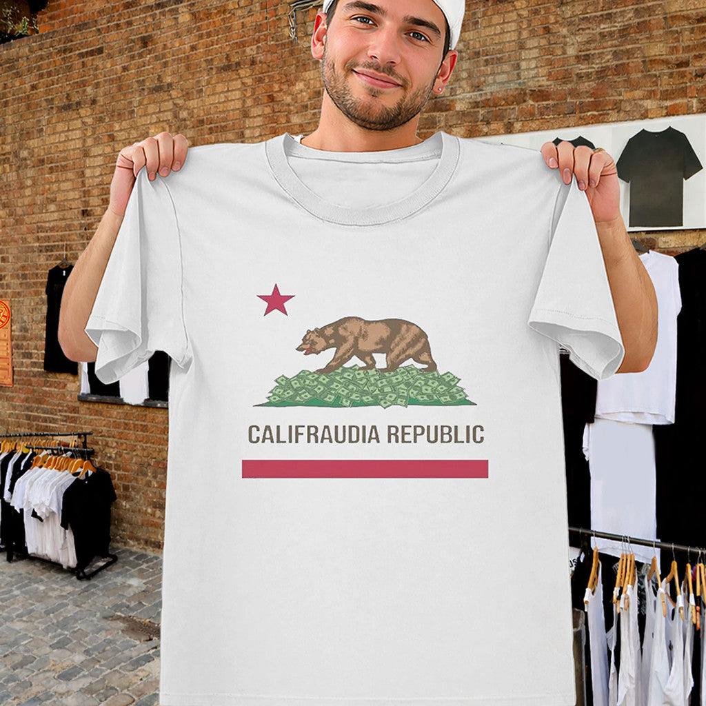 Califraudia Republic Shirt California Parody Graphic Tee Political Satire T-Shirt Him Gifts - Merchluma