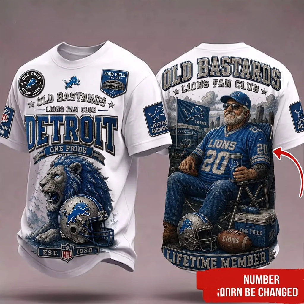 Personalized Detroit Lions Old Bastards Mascot Shirt Lifetime Member Tee Detroit Lions Merch - Merchluma