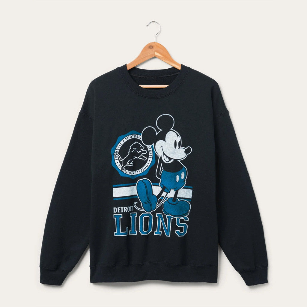 D X Junk Food Football Collection Merch Detroit Lions Mickey Sweatshirt Detroit Lions Merch - Merchluma