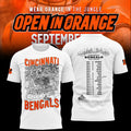 Cincinnati Bengals Merch Open In Orange 2026 Schedule T-Shirt White Football Fan Clothing Gifts - Merchluma