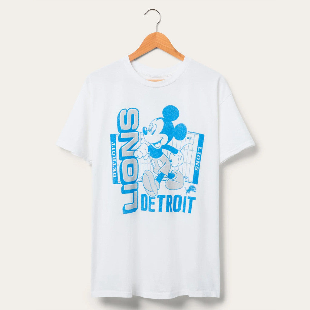 D X Junk Food Football Collection Merch 2026 Detroit Lions Mickey Field T-Shirt Lions Merch - Merchluma