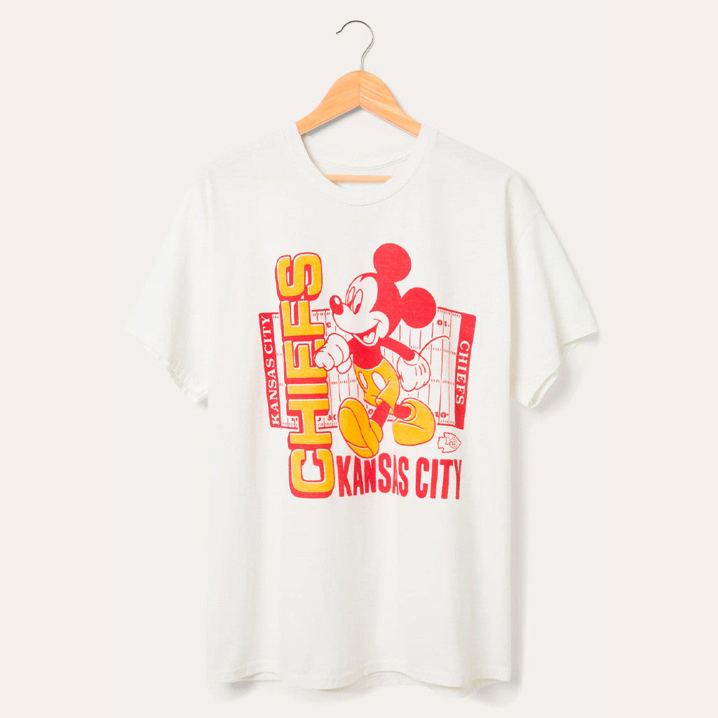 D X Junk Food Football Collection Merch 2026 Kansas City Chiefs Mickey Field Shirt Chiefs Merch - Merchluma