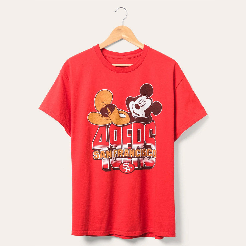 D X Junk Food Football Collection Merch San Francisco 49ers Mickey Kick Back Shirt 49ers Merch - Merchluma