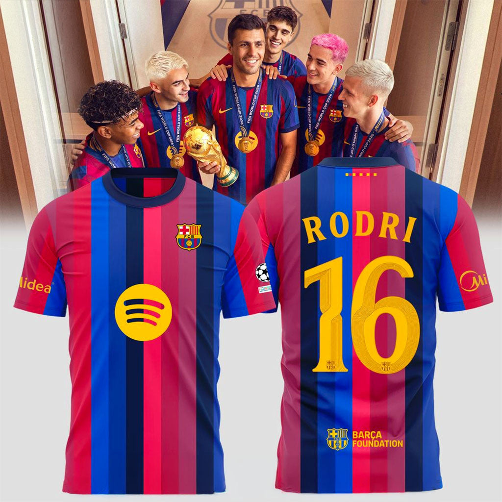 FCB X Rodri Shirt FC Barcelona Merch 2026 Best Gift For Football Lover - Merchluma