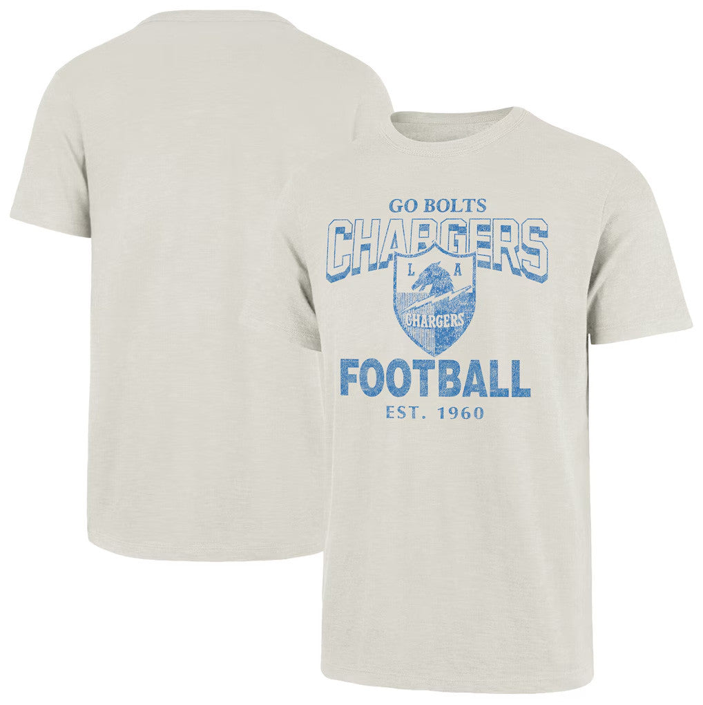 Los Angeles Chargers Merch 2026 LA Chargers '47 Head On Scrum Slub T-Shirt Football Fan Gifts - Merchluma