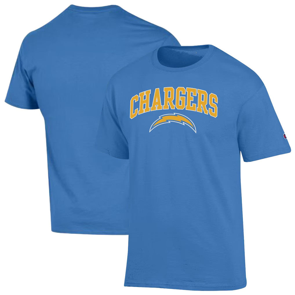 Los Angeles Chargers Merch 2026 LA Chargers Champion Arch Over Logo T-Shirt Football Fan Gear - Merchluma