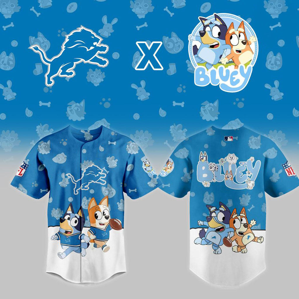 Detroit Lions X Bluey Night Edition Jersey Detroit Lions Merch Present For Football Lovers - Merchluma