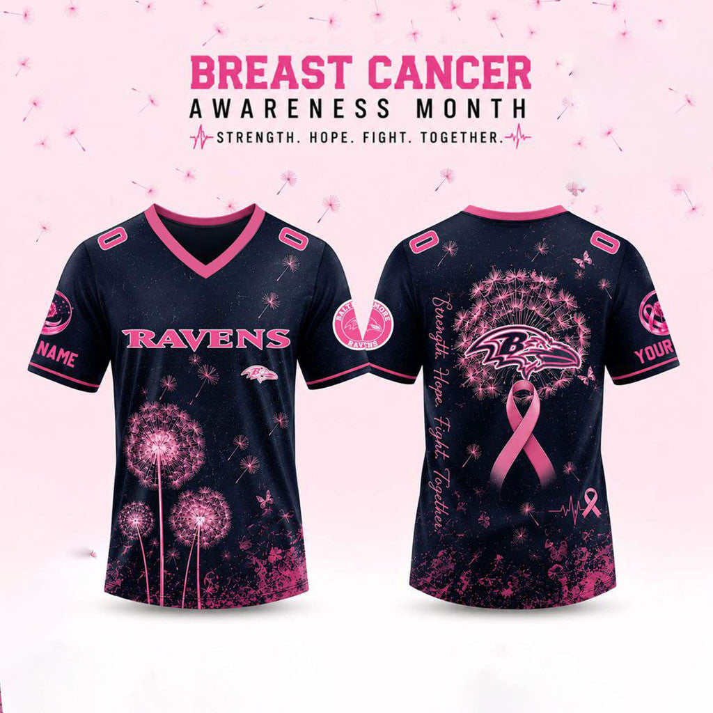Custom Baltimore Ravens Breast Cancer Awareness Dandelion of Hope Jersey Ravens Merch Fan Gifts - Merchluma