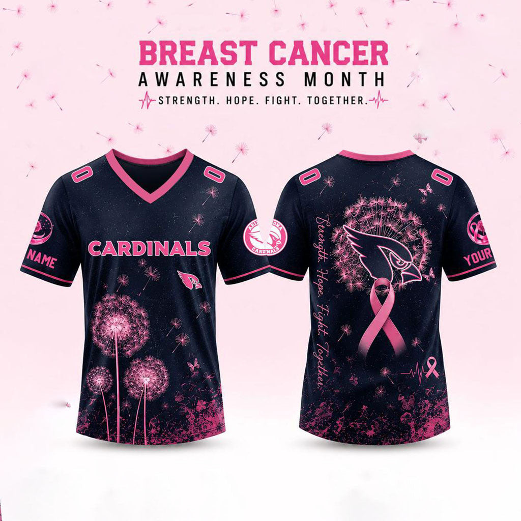 Personalized Arizona Cardinals Breast Cancer Awareness Dandelion Of Hope Jersey Cardinals Merch - Merchluma