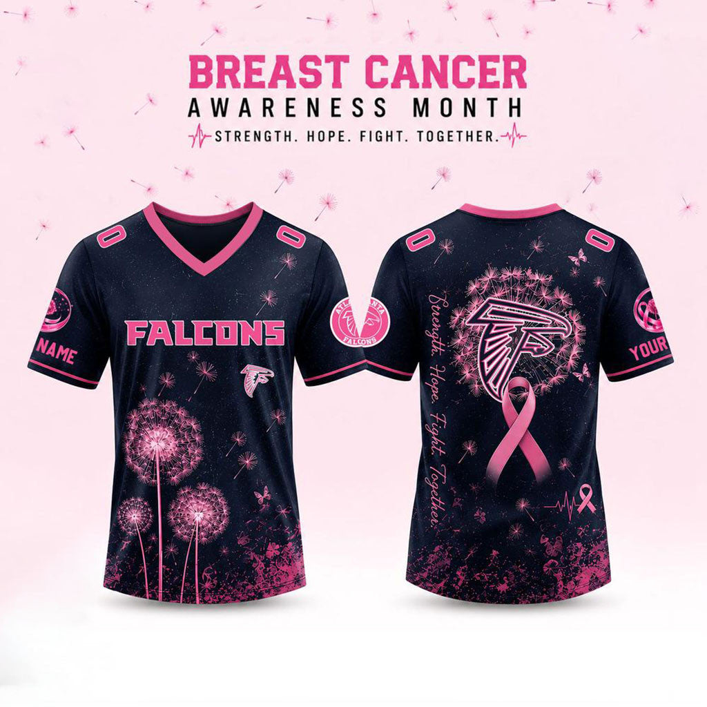 Personalized Atlanta Falcons Breast Cancer Awareness Dandelion Of Hope Jersey Falcons Merch - Merchluma
