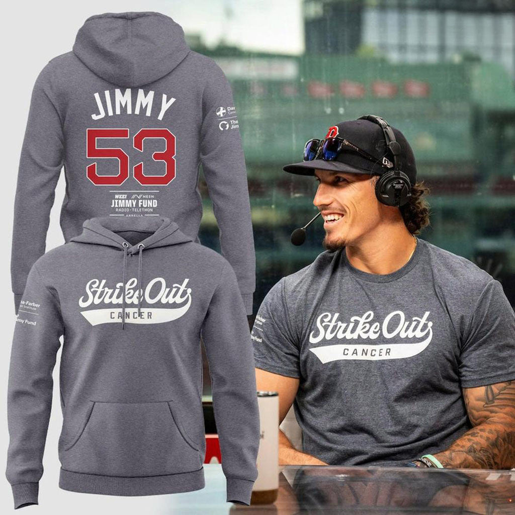 Boston Red Sox X The Jimmy Fund Strike Out Cancer Hoodie No 53 Hoodie Boston Red Sox Merch - Merchluma
