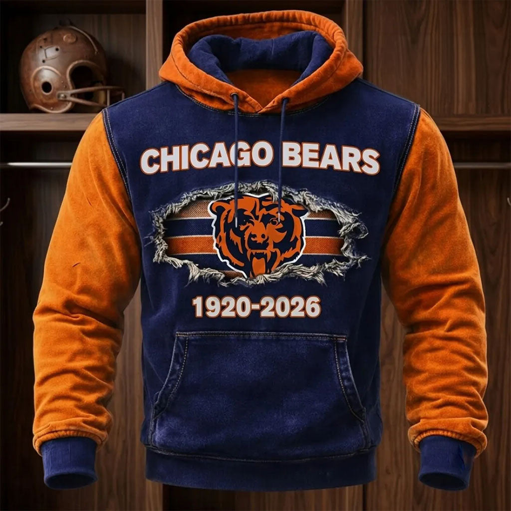 Chicago Bears 1920 2026 Distressed Hoodie Chicago Bears Merch Present For Football Lovers - Merchluma