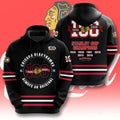 Chicago Blackhawks 100th Anniversary Centennial Hoodie Blackhawks Merch Gift For Hockey Fans - Merchluma