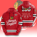 Chicago Blackhawks 100th Anniversary Centennial Hoodie Chicago Blackhawks Merch Hockey Fan Gift - Merchluma