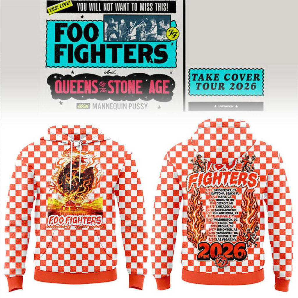 Foo Fighters Take Cover Tour 2026 Nashville Nissan Stadium Concert Hoodie Foo Fighters Merch - Merchluma