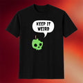 Morbid Podcast Merch 2026 Keep It Weird Skull Apple Speech Bubble T-Shirt Halloween Gifts - Merchluma