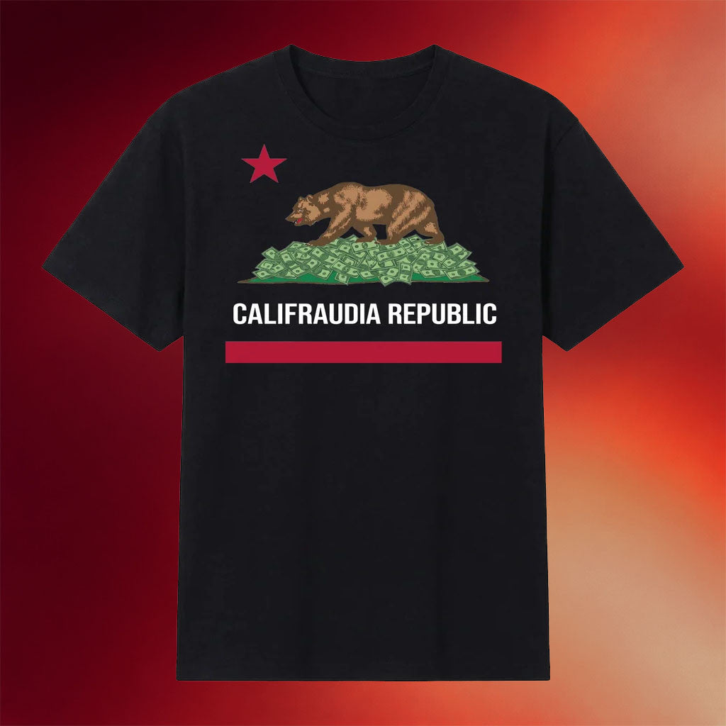 Nick Shirley Merch 2026 Califraudia Republic T-Shirt Black Parody Shirt Present For Brothers - Merchluma