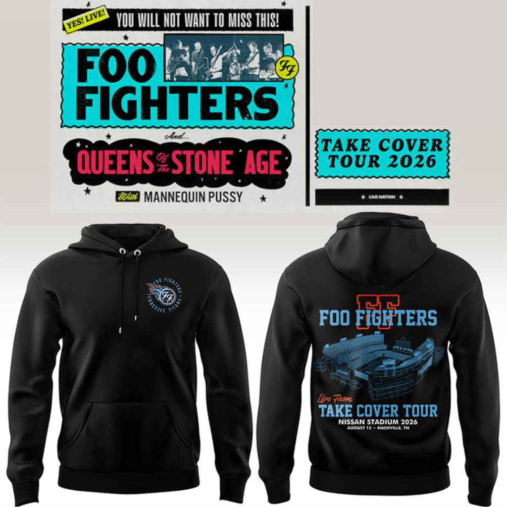Foo Fighters Take Cover Tour Merch 2026 Nashville Nissan Stadium Hoodie Gift For Music Lovers - Merchluma