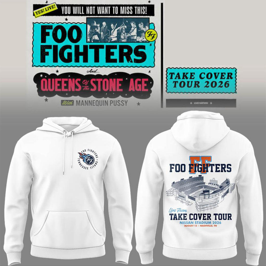 Foo Fighters Take Cover Tour Merch 2026 Nashville Nissan Stadium Concert Hoodie Music Fan Gifts - Merchluma