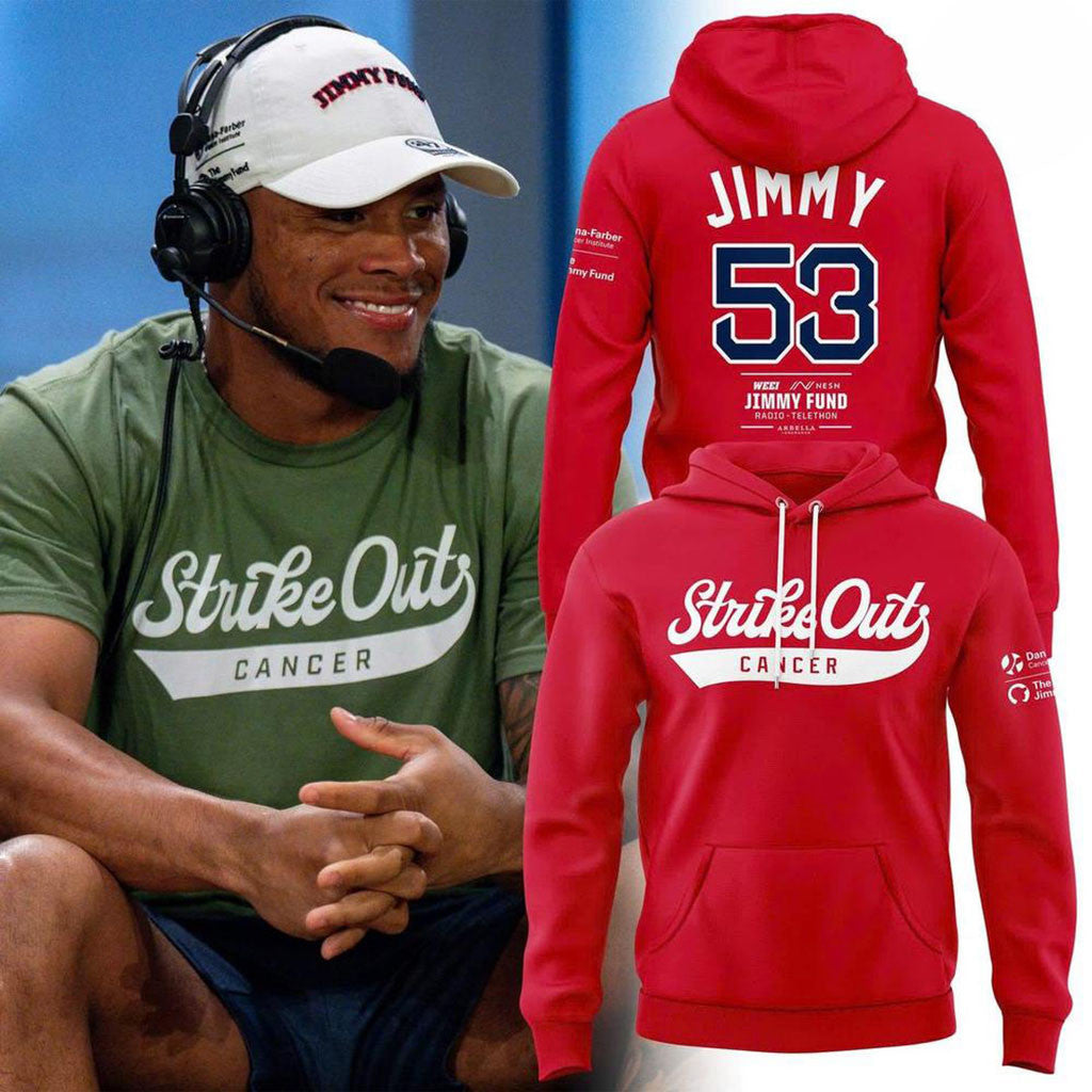 Boston Red Sox X The Jimmy Fund Strike Out Cancer Hoodie Red Sox Merch Gift For Baseball Fans - Merchluma