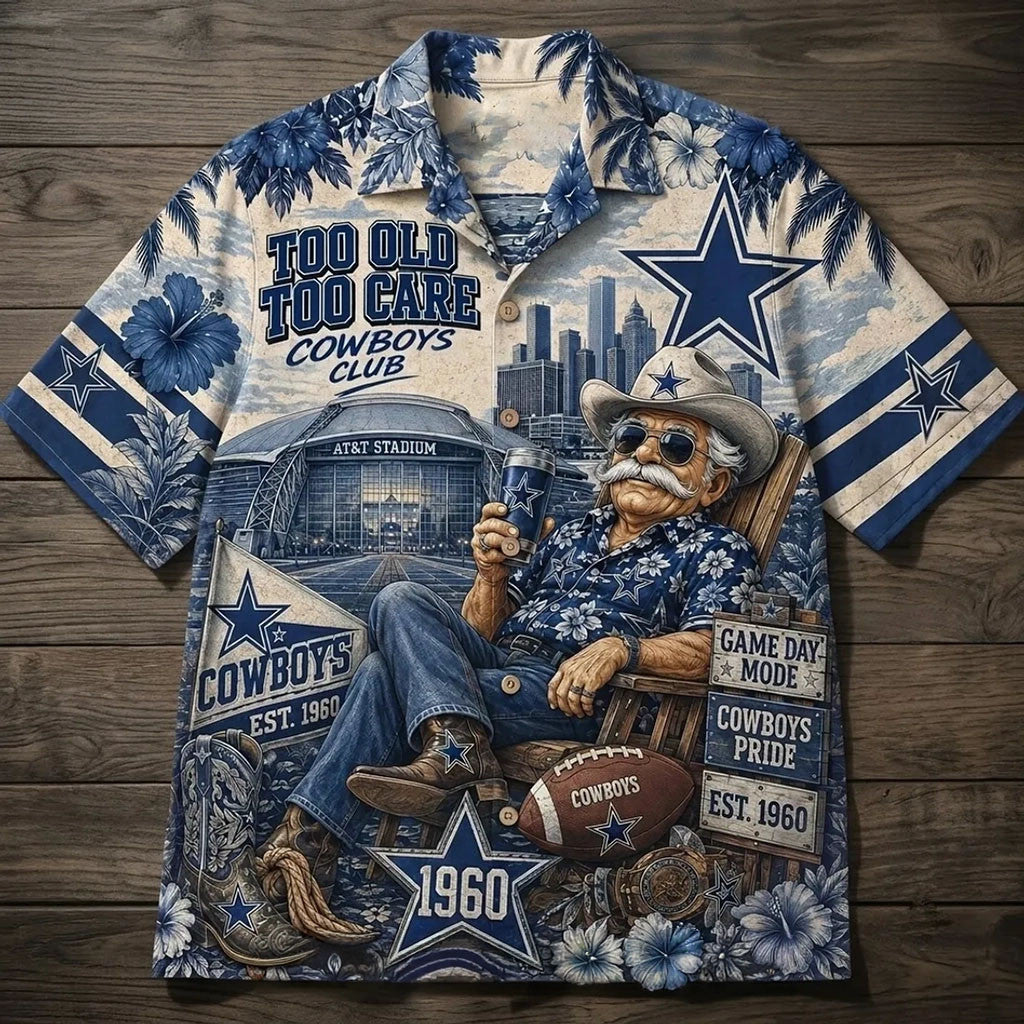 Dallas Cowboys Too Old Too Care Hawaiian Shirt Game Day Aloha Shirt Dallas Cowboys Merch - Merchluma
