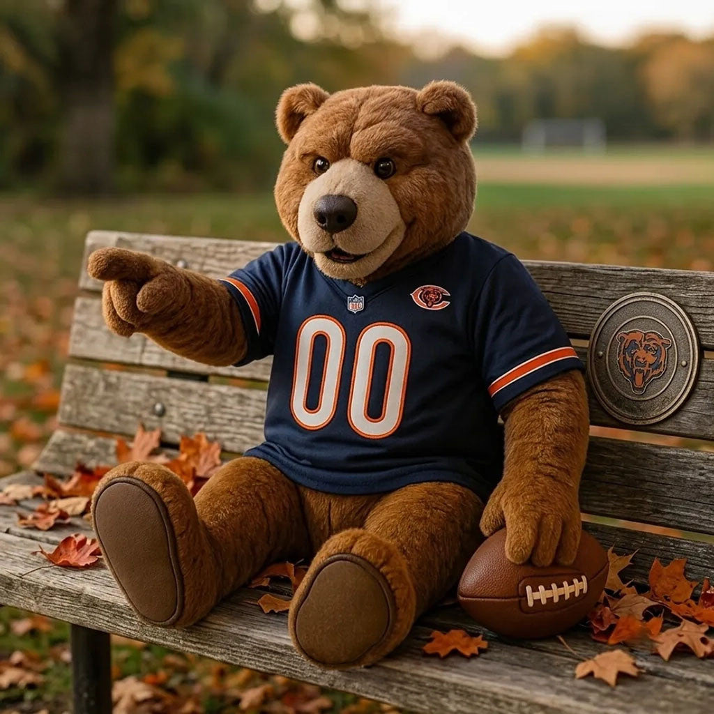 Chicago Bears Teddy Bear Mascot Plush Pillow Chicago Bears Merch Gift For Football Fans - Merchluma