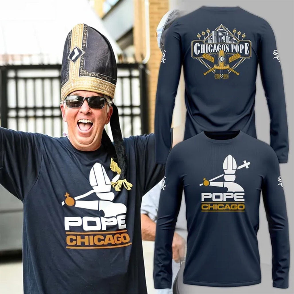 Chicago White Sox Chicago Pope 2026 Long Sleeve Shirt White Sox Merch Gift For Baseball Fans - Merchluma