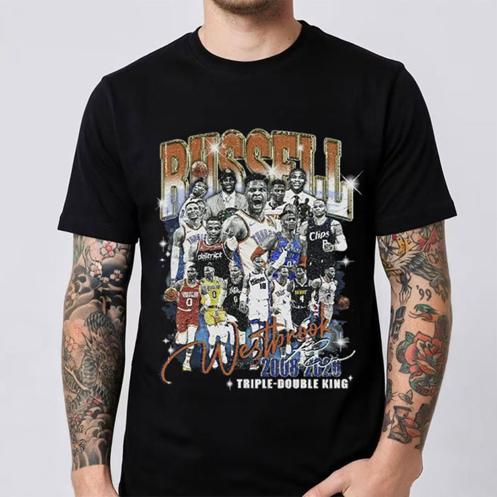 Russell Westbrook Retirement Basketball Vintage Graphic T-Shirt Triple Double King Shirt - Merchluma