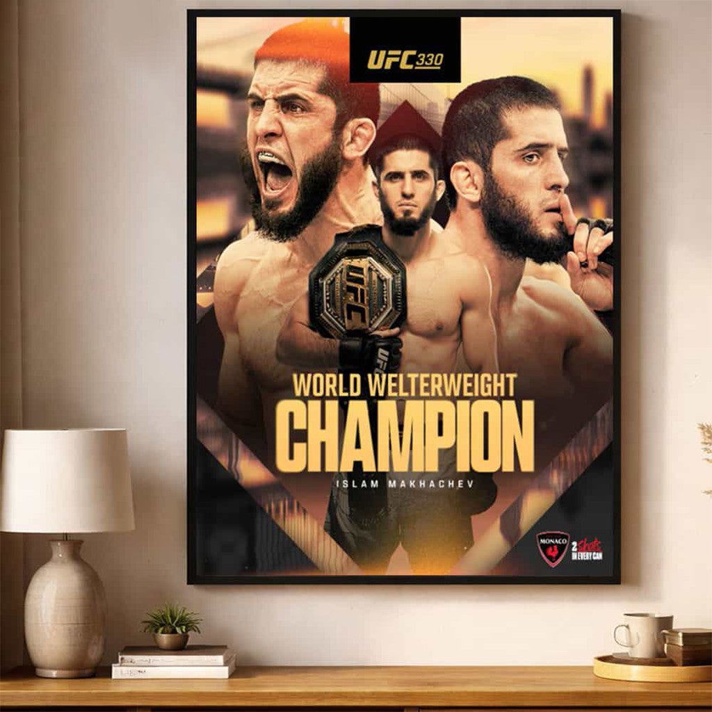 Islam Makhachev UFC 330 World Welterweight Champion 2026 Poster Islam Makhachev Merch Decor - Merchluma