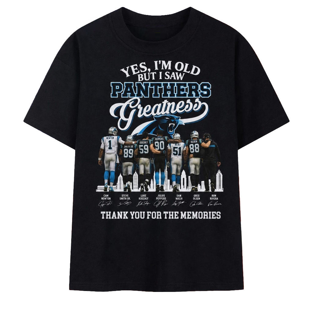 Yes I'm Old But I Saw Carolina Panthers Greatness Memories 2026 T-Shirt Panthers Merch Gifts - Merchluma