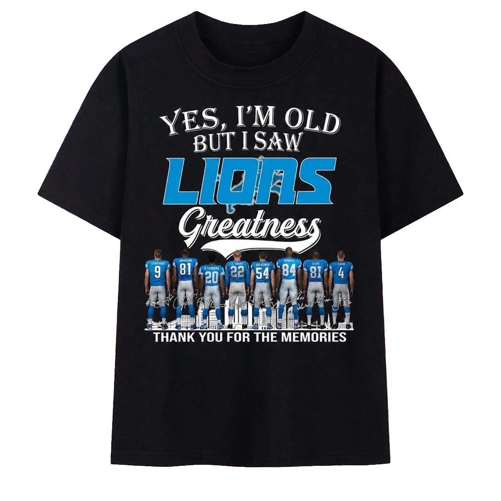 Yes I'm Old But I Saw Detroit Lions Greatness T-Shirt Lions Merch Gift For Football Lovers - Merchluma