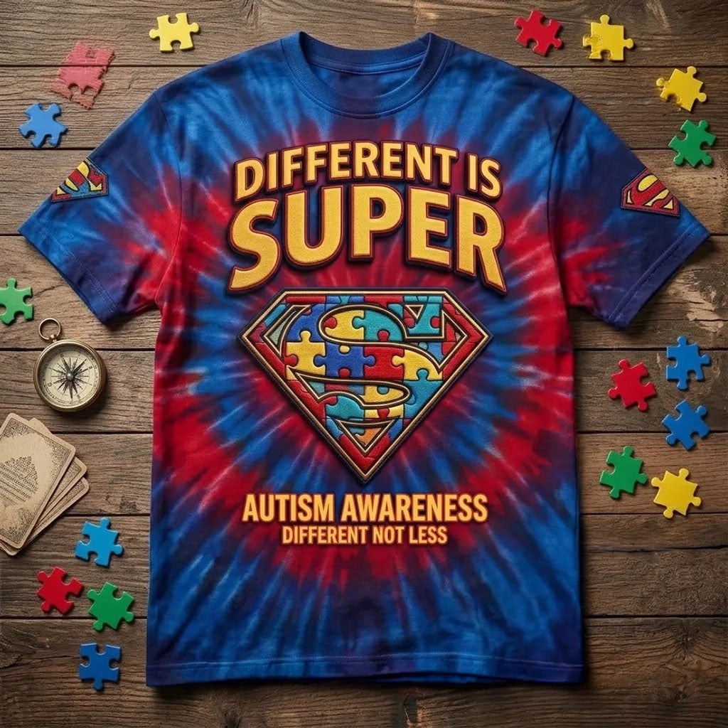 Superman X Autism Awareness Merch Different Is Super T-Shirt Gift For Autistic Son - Merchluma