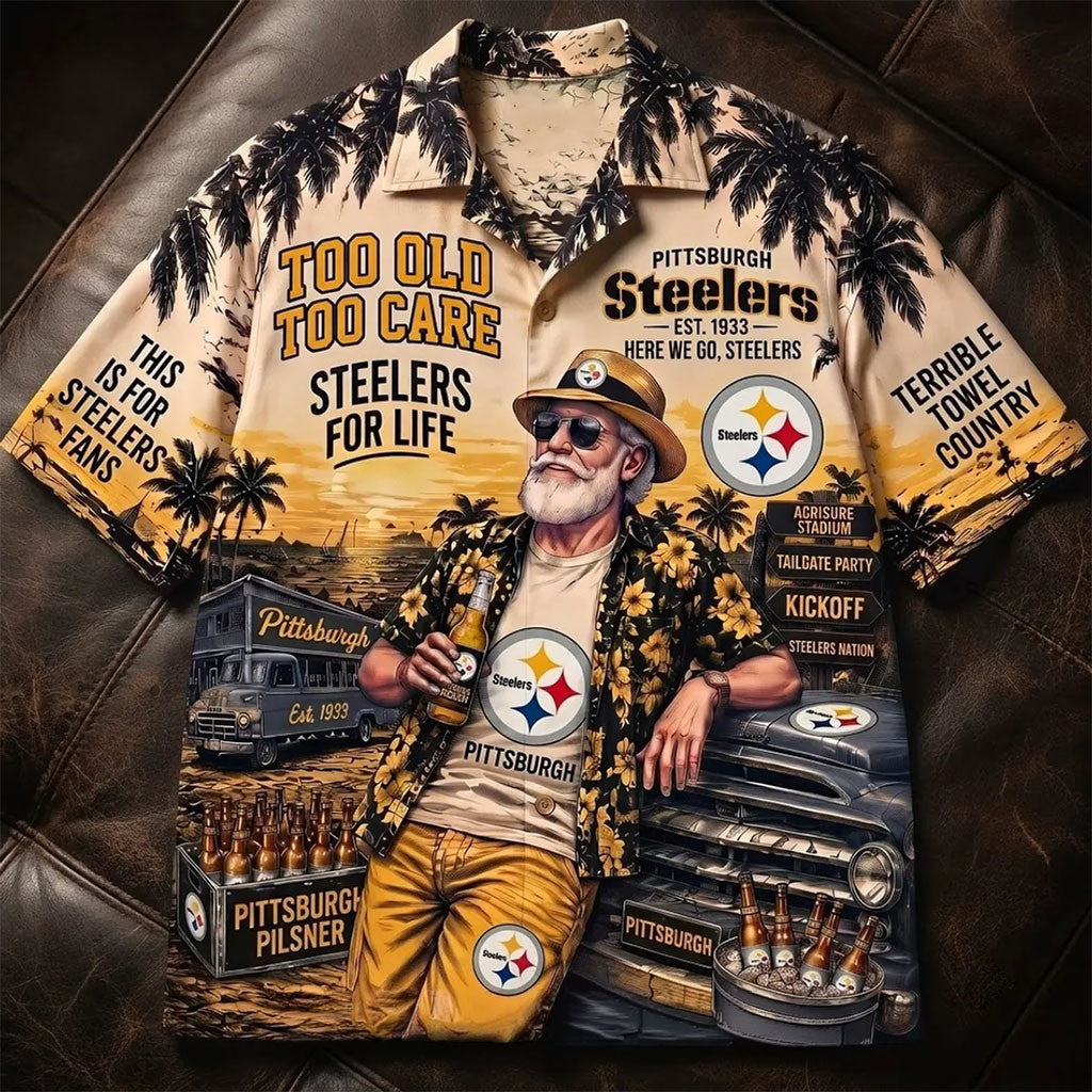Pittsburgh Steelers Too Old Too Care Hawaiian Shirt Steelers Merch Presents For Football Fans - Merchluma