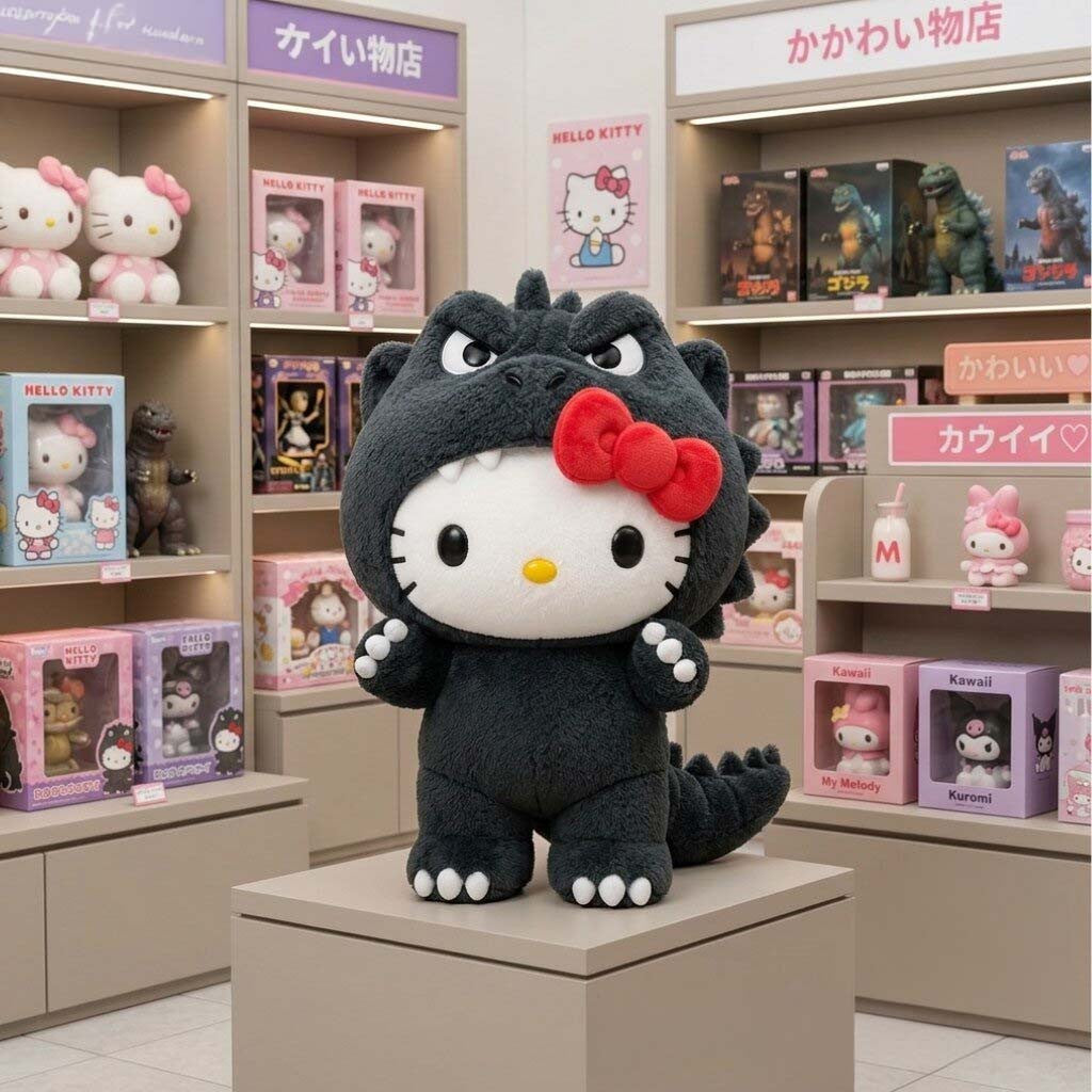 Hello Kitty x Godzilla 50th Anniversary Happy Meal Plush Collection Pillow Cute Sofa Decor - Merchluma