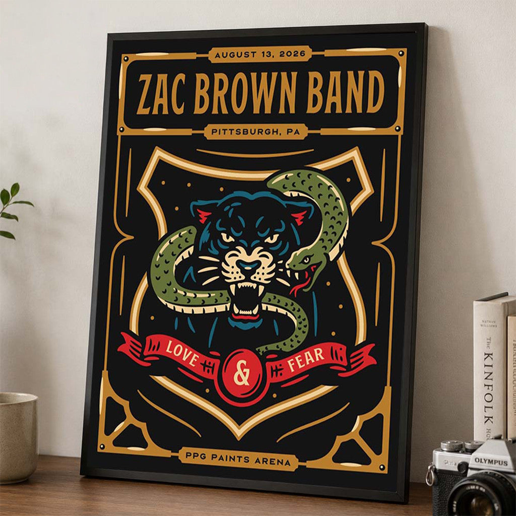 Zac Brown Band Pittsburgh PA 2026 Event Poster Zac Brown Merch Wall Hanging Decor - Merchluma